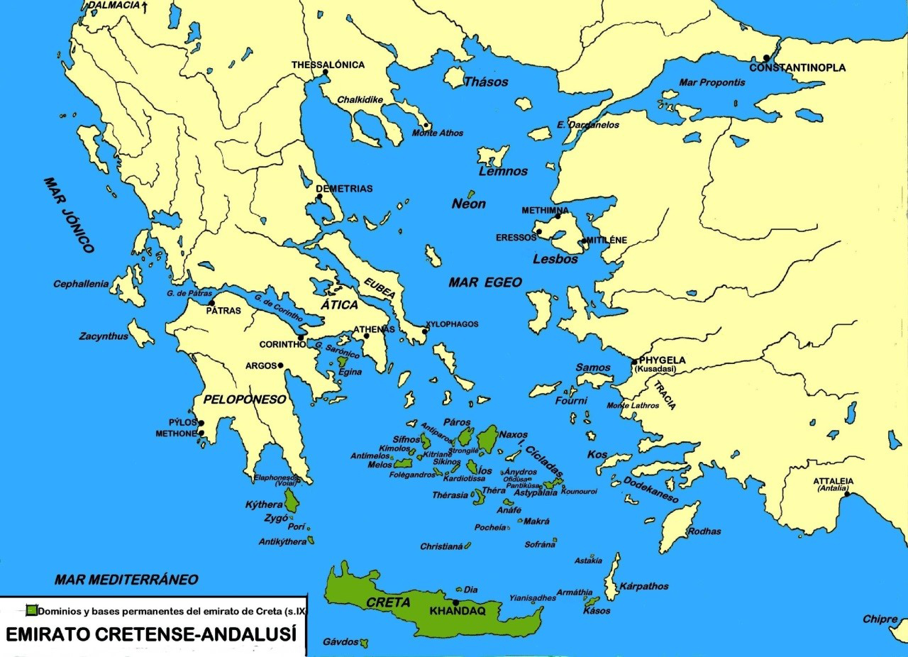 Mapa del Emirato Cretense - Andalusí